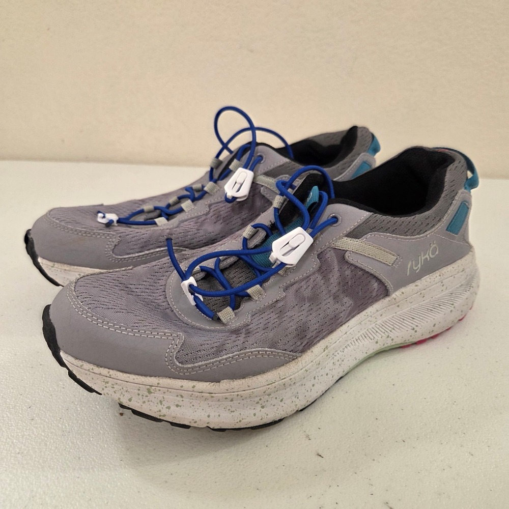Ryka Taiga Trail Womens 10M Grey Blue Bungee Lace‎ Hiking Running Shoes
